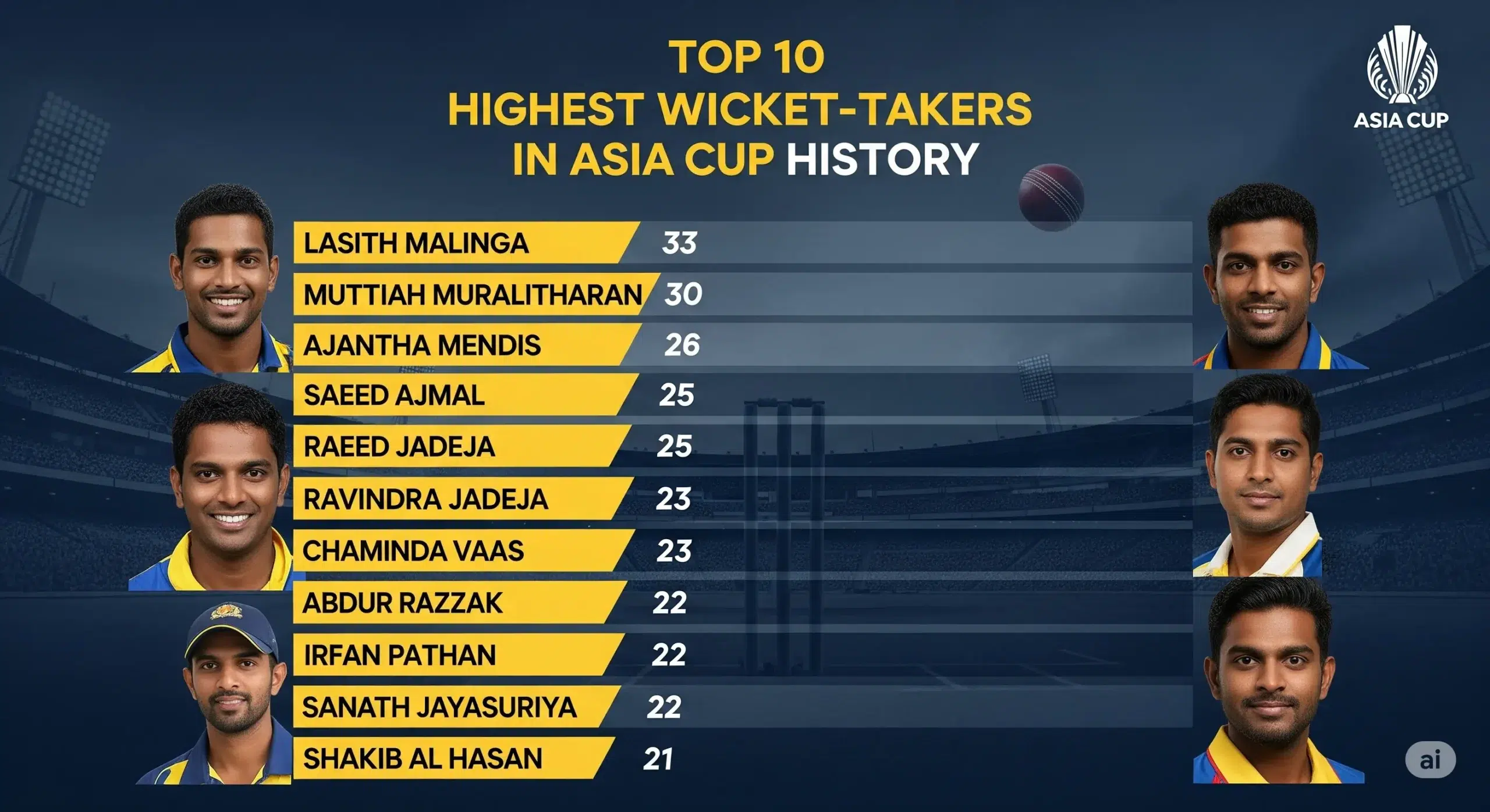 Unstoppable Legends: Top 10 Highest Wicket-Takers in Asia Cup History