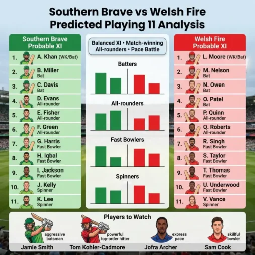 Southern Brave vs Welsh Fire Playing 11